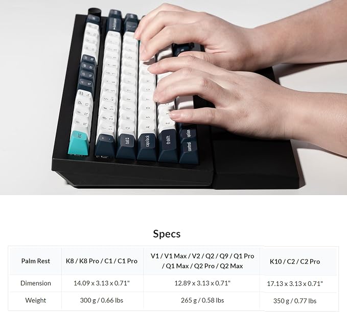 Ergonomic Silicone Wrist Rest for Keychron K10 / K10 Version 2 / C2 / C2 Pro,17.13" Honeycomb Non-Slip Palm Rest, 100% Full-Sized Mechanical Keyboards Support with Typing Pain Relief