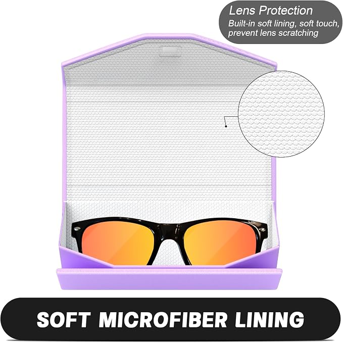 Sunglasses Case, Foldable Glasses Case, Magnetic PU Leather Hard Shell Folding Eyeglass Holder Box, Collapsible Unisex