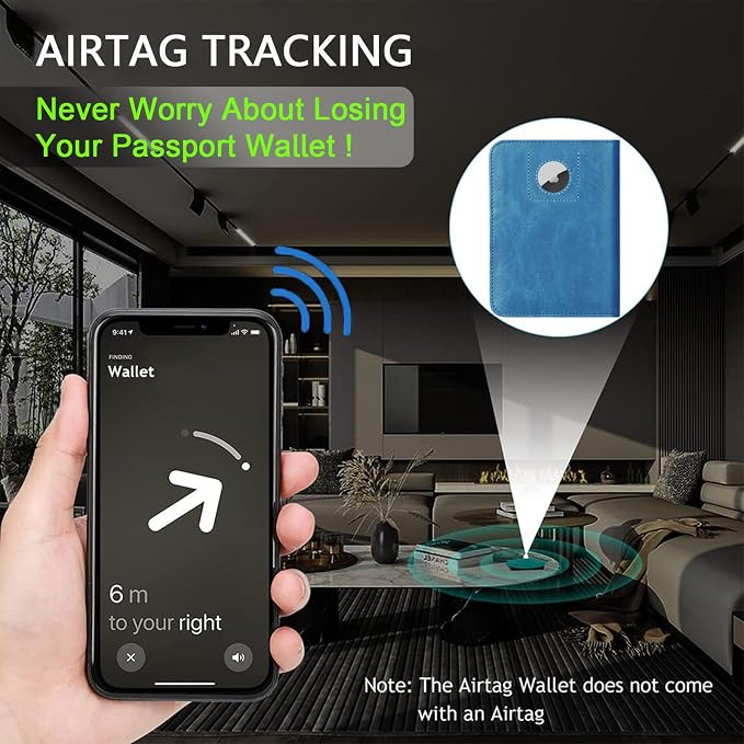 Airtag Passport Holder, Travel Essentials, Passport Cover, RFID Wallet | Passport Wallet, Travel Accessories, RFID Blocking, Synthetic Leather Card Case, International Must Haves, For Women Men