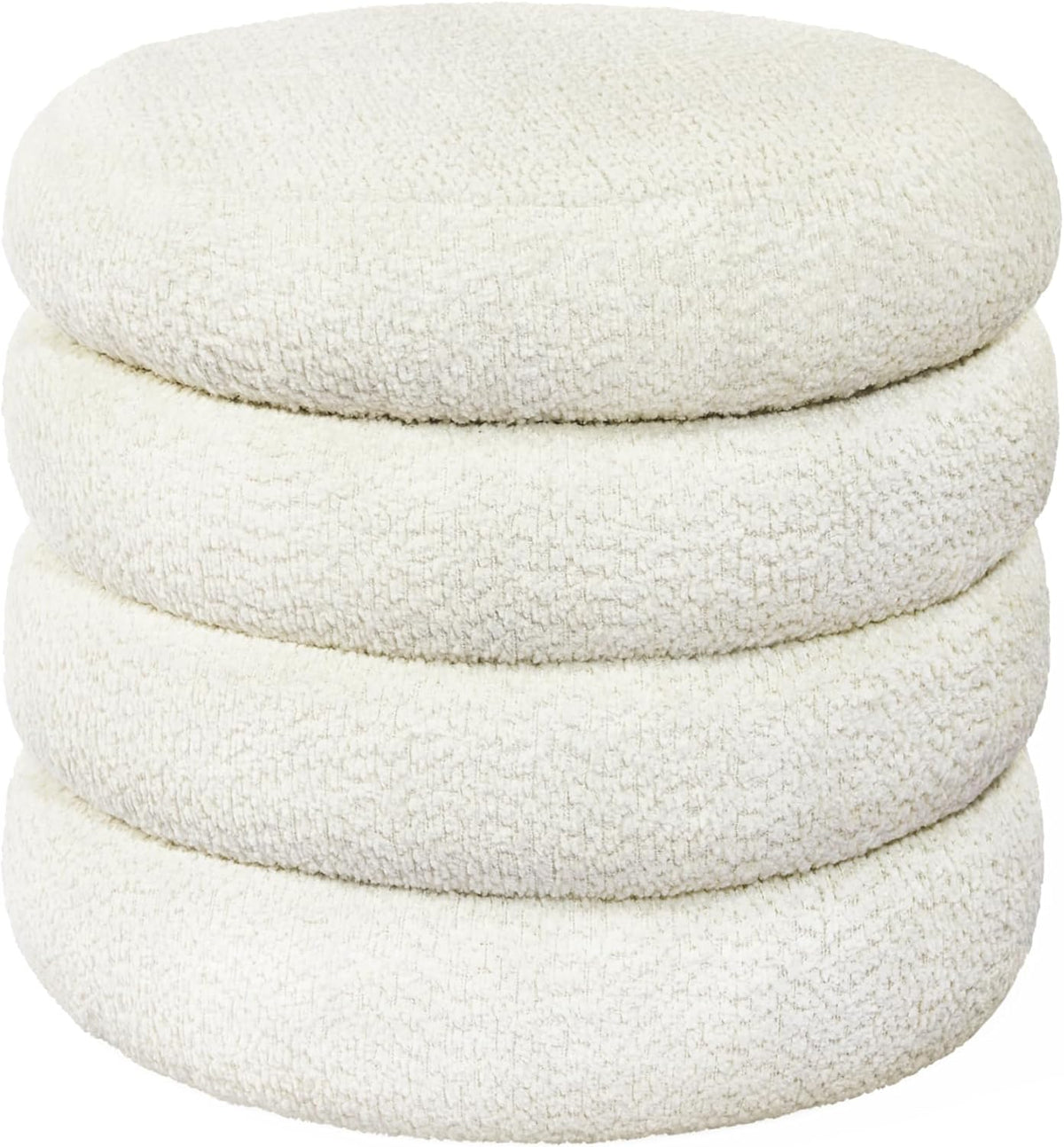 Storage Ottoman, Round Ottoman with Storage, Vanity Stool Foot Rest with Removable Lid, Round Boucle Upholstered for Living Room Pouf Footstool