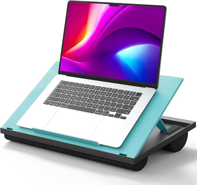 HUANUO Adjustable Lap Desk - with 8 Adjustable Angles & Dual Cushions Laptop Stand for Car Laptop Desk, Work Table, Lap Writing Board & Drawing Desk on Sofa or Bed, HNLD2TB | Dual-cushion base, carry handle, 30% thicker for durability, wider anti-slip ...