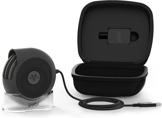 Vornado PEBL PAK Portable USB Desk Fan with Magnetic Base, Neoprene Travel Case Stand, 2 Speed Settings, Adjustable Airflow, Personal Cooling for Office, Home and Travel