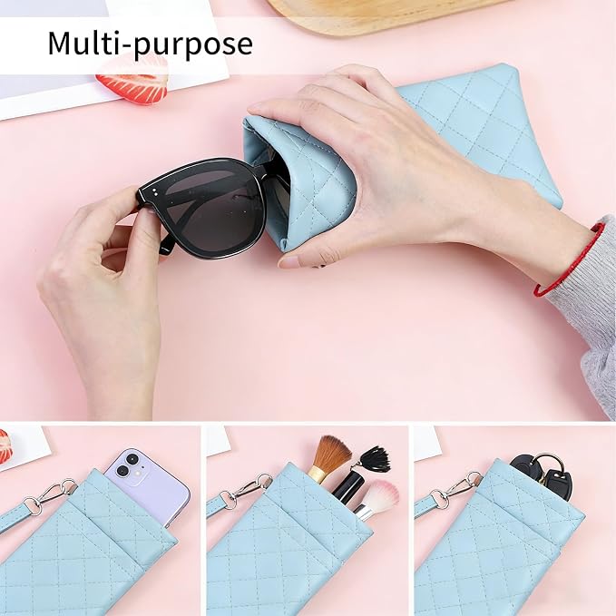 Double Eyeglass Case Soft Dual Glasses Case for Women Men Travel Squeeze Top Sunglasses Cases Eyeglasses Pouch