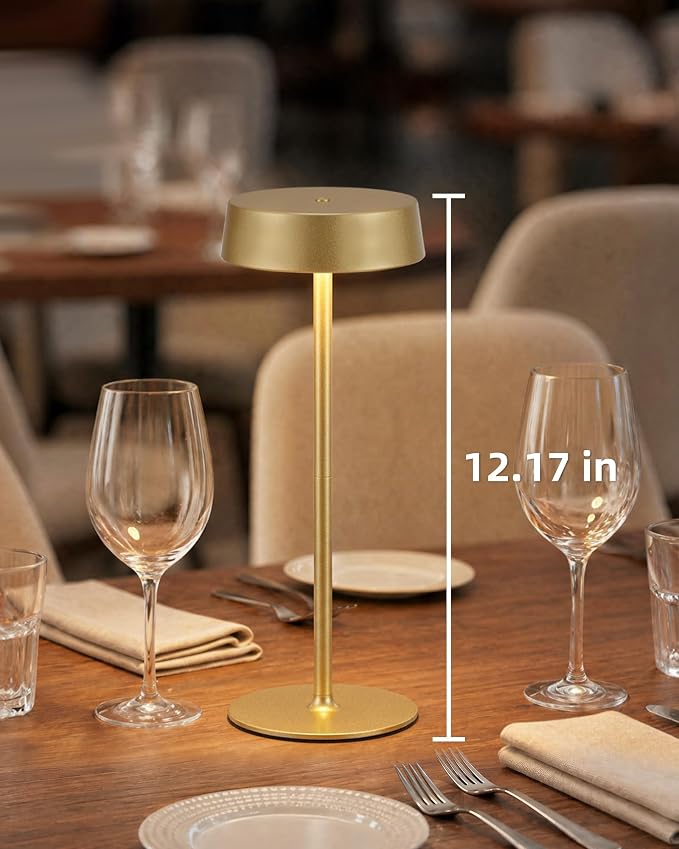 EZVALO Cordless Lamp, Rechargeable Table Lamp, Battery Operated | Portable Outdoor Waterproof, 3 Color Temps RGB, Dimmable Touch Control, LED Memory Function, Restaurant Dining Patio Gold2Pcs