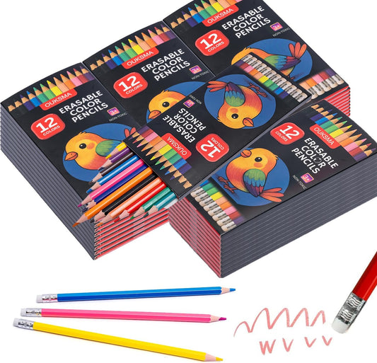 Pre-sharpened Colored Pencils with Erasers, Erasable Color Pencils, Drawing Pencil, Art Pencil for School Supplies, Drawing Supplies (12 Colors -30 Boxes)