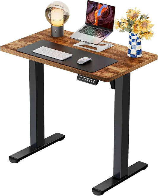 ErGear Height Adjustable Electric Standing Desk, 32 x 19 Inches Sit Stand up Desk, Memory Computer Home Office Desk, Vintage Brown