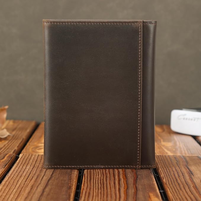 Polare Full Grain Leather Pilot Wallet Passport Holder RFID Blocking Tri-fold Travel Cover Document Organizer for Aviation Professionals