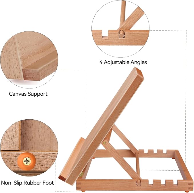 Miratuso Tabletop Easel Painting Easel, Art Drawing & Sketching Board | 12.5" L x 17.5" W (A3), Adjustable Angles & Foldable, Portable Multiple Use, Gift for Artists, Children, Beginners & Student