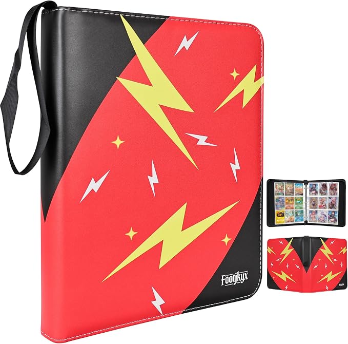 Premium Trading Card Storage Album,9 Pocket 40 Side Pages, 360 Cards,Black Zipper Binder for Collectible Games, Sports Card Organization&Protection (Red/Black)