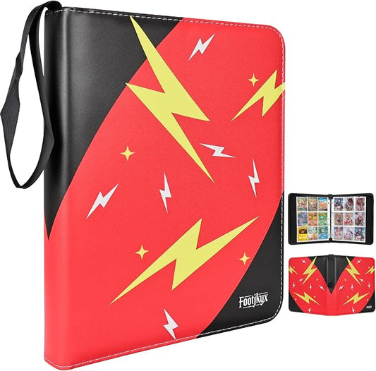 Premium Trading Card Storage Album,9 Pocket 40 Side Pages, 360 Cards,Black Zipper Binder for Collectible Games, Sports Card Organization&Protection (Red/Black)