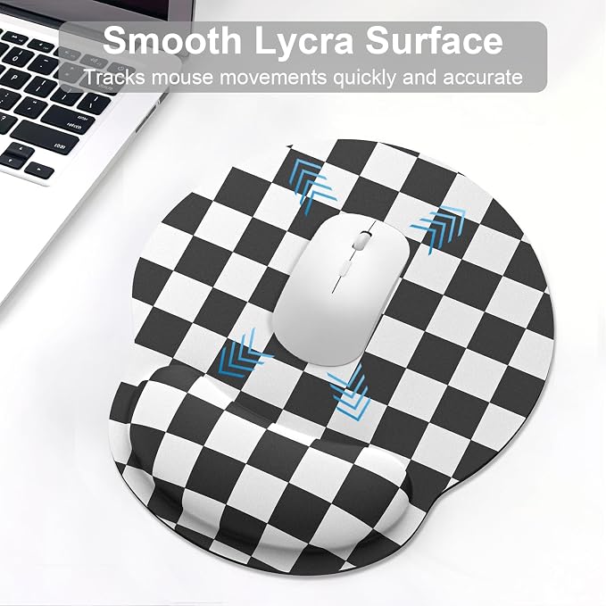 Ergonomic Mouse Pad with Wrist Rest and Keyboard Wrist Rest, Mousepad | Memory Foam Wrist Rest for Computer Keyboard, Pain Relief, Non-Slip Base, Mouse Pad Wrist Support for Gaming, Black Checkered
