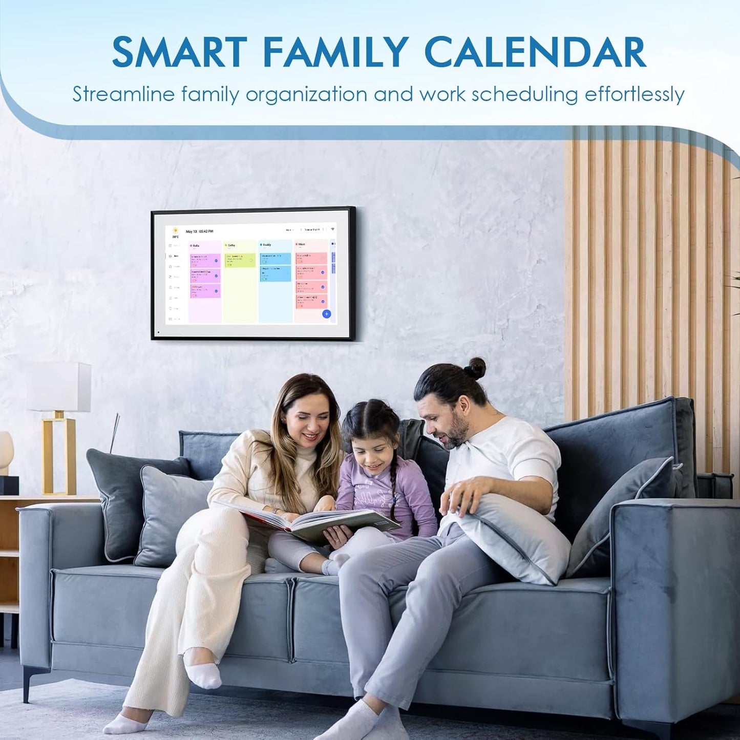 Calendar Digital 15.6 Inch Electronic Calendar&Chore Chart, 1920 * 1080P IPS Touchscreen Wall Smart Weekly and Monthly Planner for Family Black Gift for Mother mom Women
