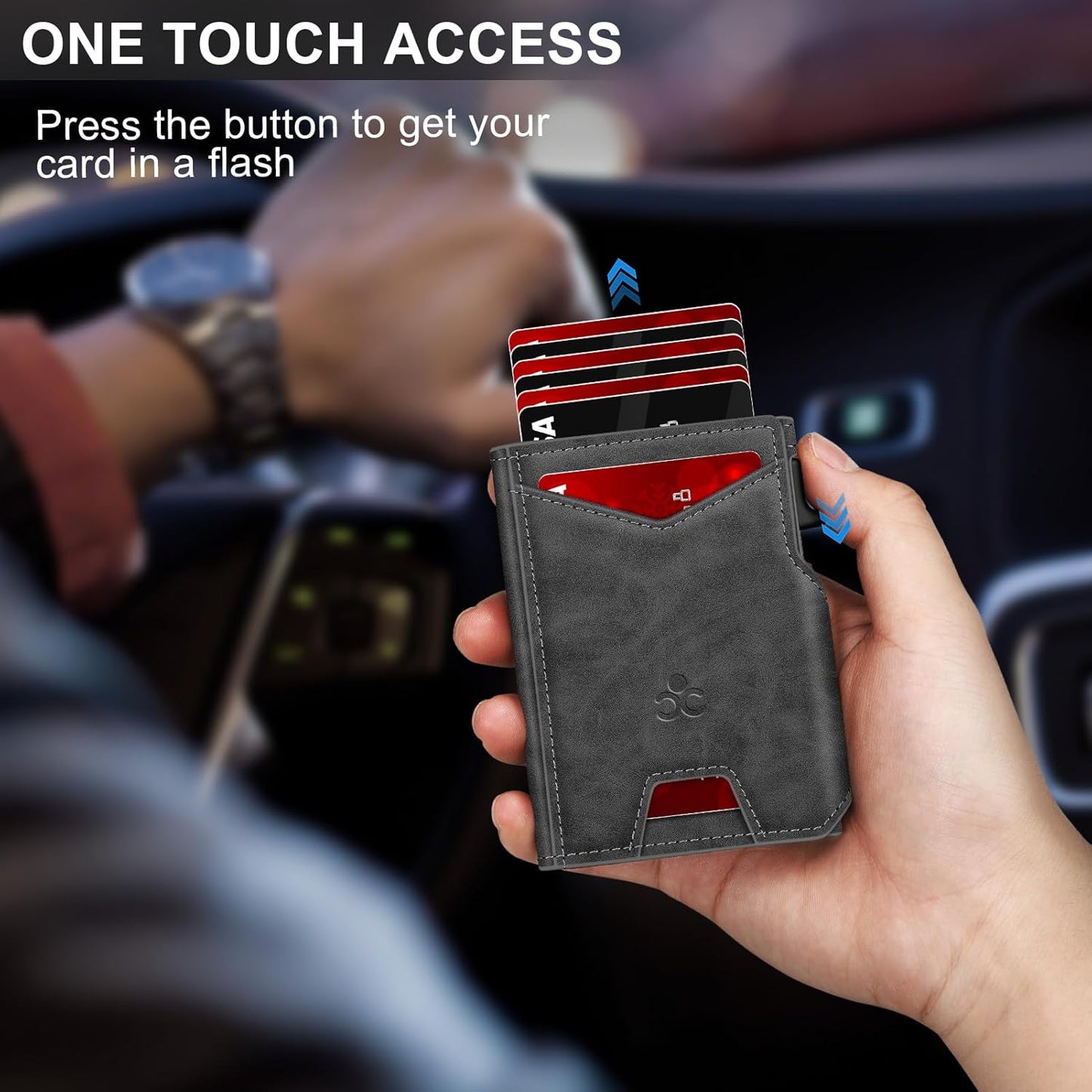 Wallet for Men Wallet with Slim Pop Up Card Holder 9-13 Cards, Bifold Minimalist Smart Wallet RFID Blocking Credit Card Holder with ID Window & Stretchable Cash Slot Compact Metal Aluminum Card Case