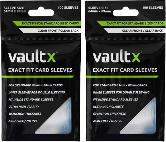 Vault X Exact Fit Sleeves (200 Pack) Perfect Inner Sleeves for Trading Cards, Clear