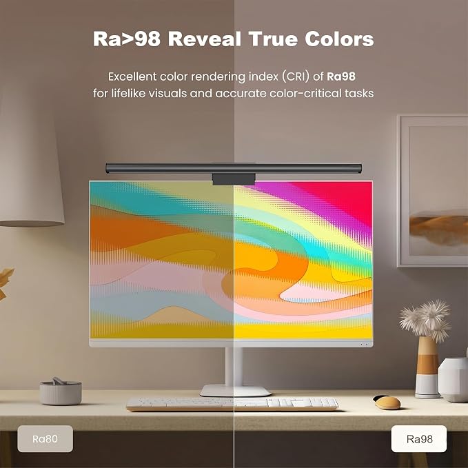 YEELIGHT Monitor Light Bar RGB Backlight, Ra98 Computer Lamp Works with Matter & Alexa for Home Office Gaming, 350LM Dimmable No Glare Eye-Care LED Screen Bar, USB Desk Lamp with Screen & Music Sync
