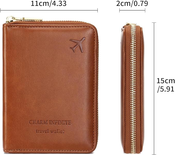 Travel Passport Wallet RFID Blocking Passport Holder-Women and Men with Zippered Ladies Passport Cover