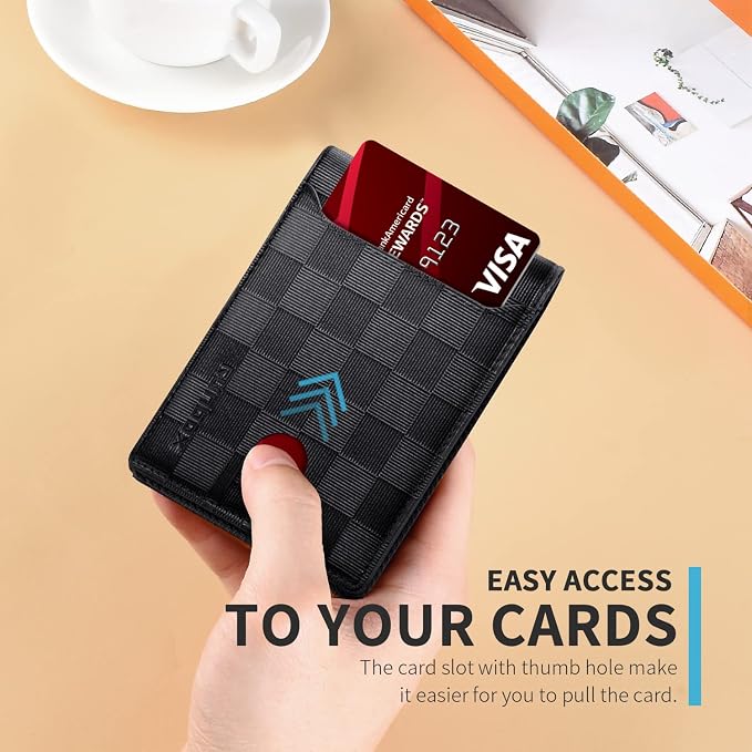 RUNBOX Wallet for Men, Slim Leather Bifold, RFID Blocking Card Holder | Minimalist Front Pocket Design, Credit Card Organizer, Holds 11 Cards, Large Capacity, Thin Profile, Birthday Gifts for Men