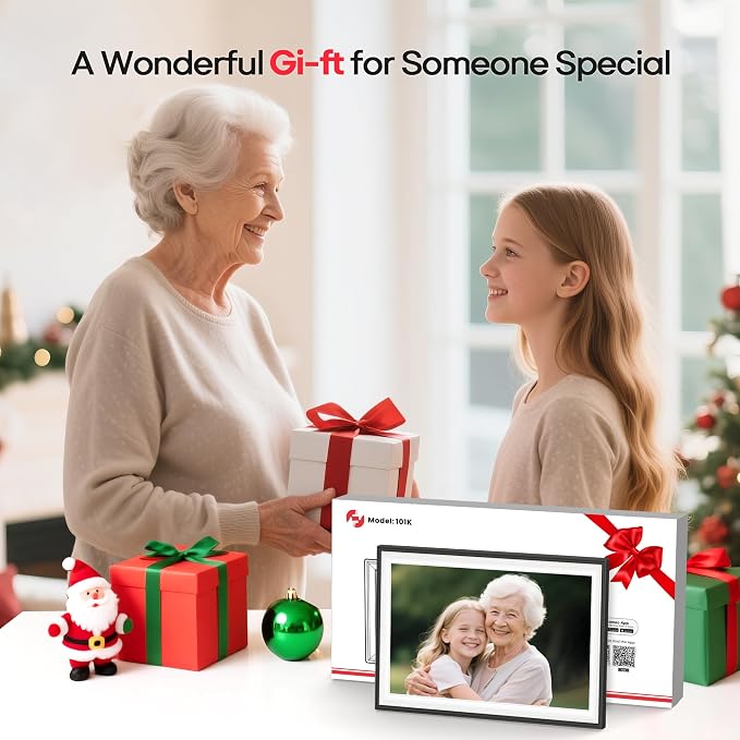 Frameo 10.1" WiFi Digital Picture Frame with 32GB Memory, 1280 x 800 IPS HD Touch Screen Electronic Photo Frame, Auto-Rotate, Slideshow, Wall Mountable, Share Photos/Video Remotely Anywhere