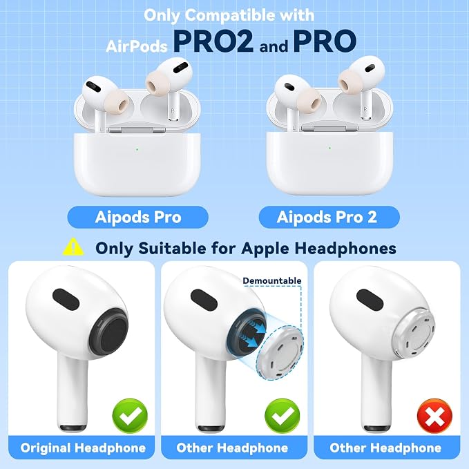 Inesore 4 Pairs Replacement Ear Tips for AirPods Pro 2nd/1st (Stone) | with Noise Reduction Hole & Built-in dust Guard Screen,Silicone,with Portable Storage Box & Cleaner Pen,4 Size (XS/S/M/L)