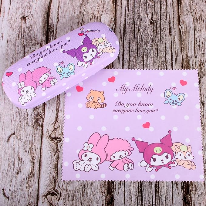 ADBGV Cute Stylish Hard Shell Eyeglasses Cases Protective Case Storage Box With Glasses Cloth Eyeglass Strap for Girl Teen