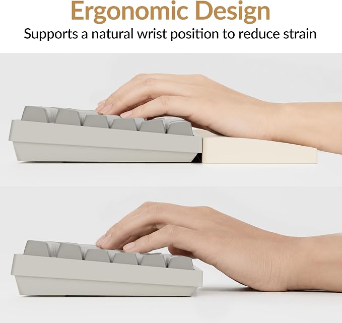Keychron Retro Cream Silicone Wrist & Palm Rest, 17.6" Full Size for K10 Pro / K10 Max / Q6 / Q6 Pro / Q6 Max / Q6 HE / V6 / V6 Max / C4 HE, Washable, Non-Slip Base, Typing Support