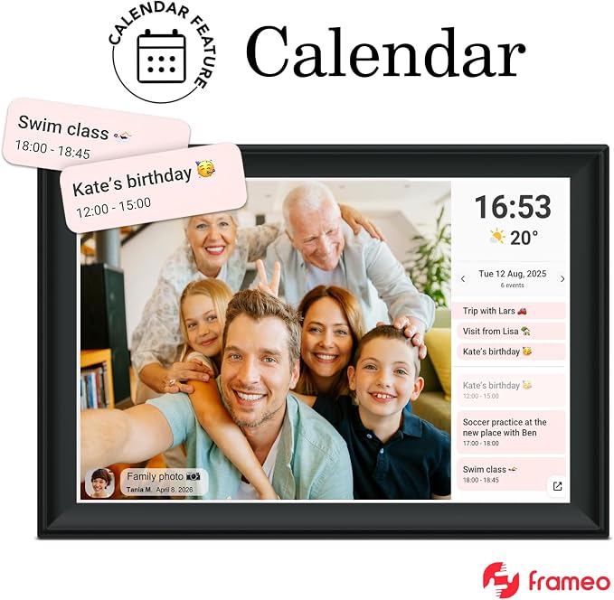 64GB FRAMEO 10.5 Inch Smart WiFi Digital Photo Frame 1920x1280 FHD IPS LCD Touch Screen, Auto-Rotate, 64GB Storage, Support SD Card & USB Drive, Share Moments Instantly via Frameo App from Anywhere