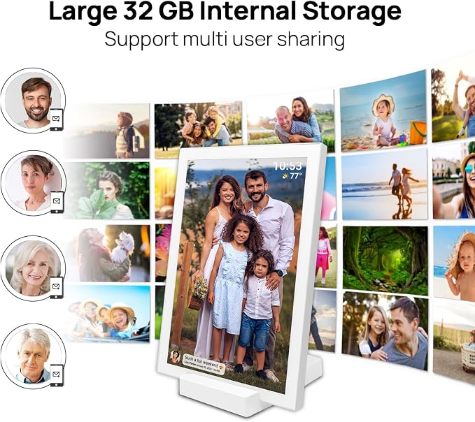 FRAMEO 10.1 Inch WiFi Digital Photo Frame,1280x800 HD IPS LCD Touch Screen,Auto-Rotate Portrait and Landscape,32GB Storage,Share Moments Instantly via Frameo App from Anywhere