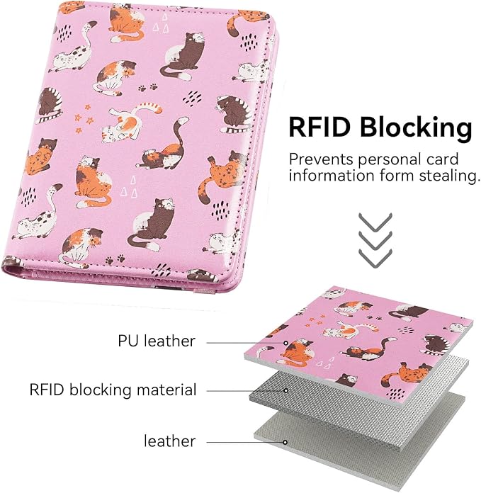 passport holder, passport cover, vaccine card holder, waterproof leather travel wallet with rfid blocking for men/women