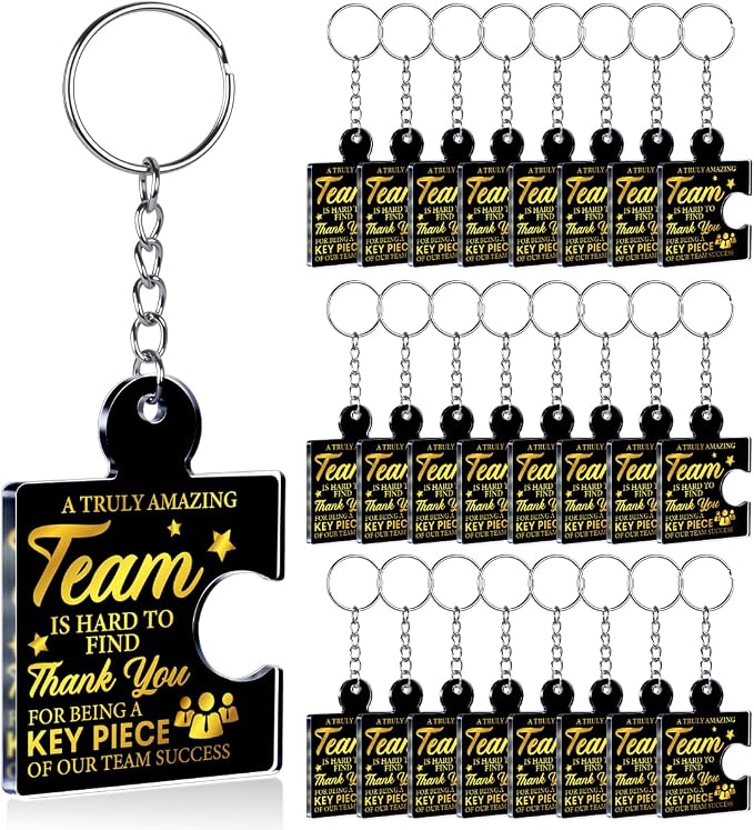 Team Appreciation Gifts Bulk Thank You Keychains for Coworkers | Gift Set for Employee, Staff, Teachers, Teamwork Puzzle Piece Keyring, Acrylic