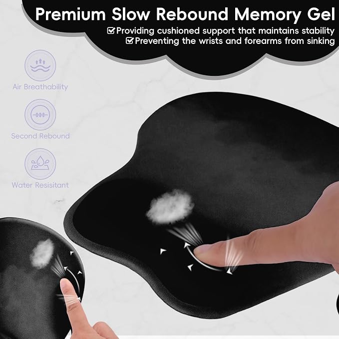 Ergonomic Mouse Pad,Non Slip Mousepad Wrist Rest Support for Office, Computer, Laptop & Mac(A-Black)