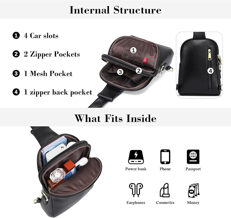 Lightweight Small Crossbody Sling Bag for Women | Mini Travel Purse,Multi-pocket with Card Slots,Durable Vegan Leather,Everyday Carry