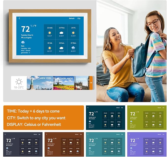 15.6 Inch Smart Digital Picture Frame with Wi-Fi 6, 64GB Storage, IPS Touch Screen, Auto-Rotation, Music Sync, Weather & Clock - Ideal Gift for Families