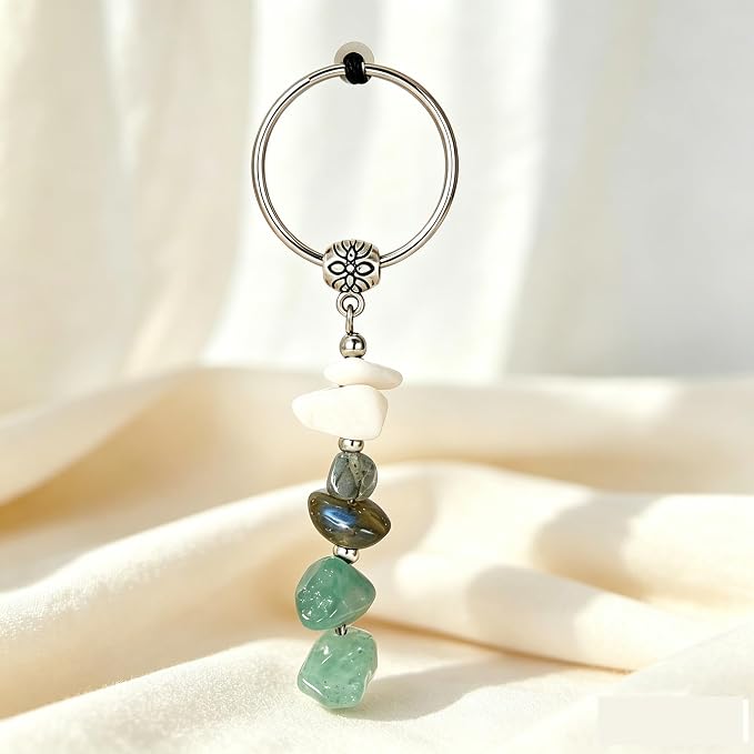 GINAZL Natural Crystals Keychain Gift for New Beginnings, New Beginnings Gifts for Coworker Anxiety Relief Keychain for Women