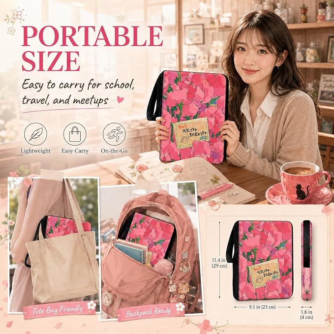 1008 Cute Card Binder 9 Pocket, 3-Ring Trading Card Binder with 56 Page Removable Sleeves, High Storage Waterproof Trading Card Holder Collection Card Album Organizer Case for TCG Cards - Flower