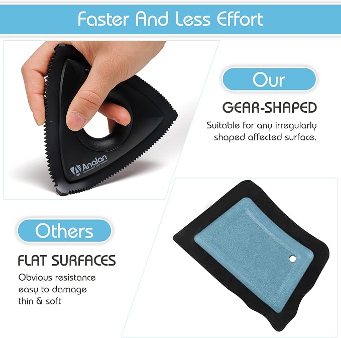 Analan Mini Pet Hair Remover for Car Detailing Dog Hair Tool(Blue Violet) | Deep Cleaning, Reusable Rubber, Gentle on Fabrics, Triangle Design For Car Interiors, Couch, Rugs, Carpet, Mats & Furniture