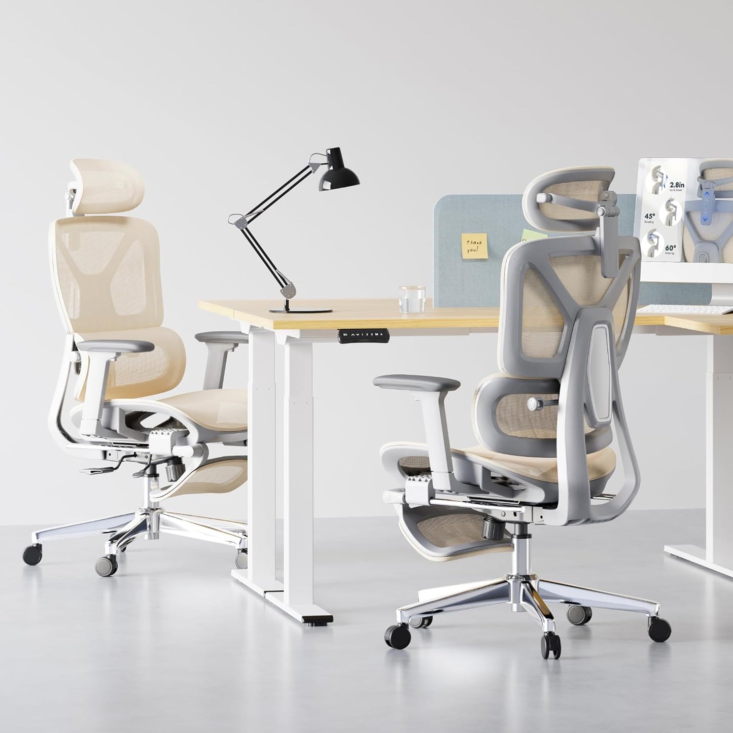 FLEXISPOT ErgoX Premium Ergonomic Office Chair with Footrest- Adjustable 3D Armrests, Dynamic Lumbar Support, Recline & Tilt Function, Mesh Seat, for Home & Office Use,Cream