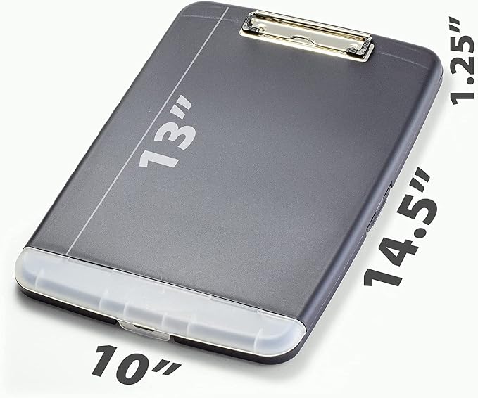 Officemate Slim Clipboard Storage Box, Charcoal (833030) (Pack of 6)
