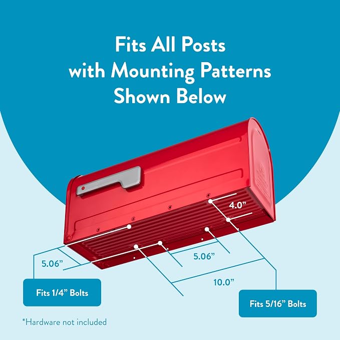 ARCHITECTURAL MAILBOXES 7600R MB1 Mailbox, Medium, Red | Galvanized steel build for outside with rust-resistant powder-coat finish and a magnetic door closure. USPS approved.