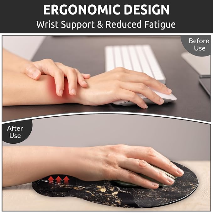 KONVINIT Ergonomic Mouse Pad with Wrist Rest, Small Mousepad with Non-Slip Rubber Base and Smooth Surface, Beach Mouse Pads for Desk, Office Desk Accessories