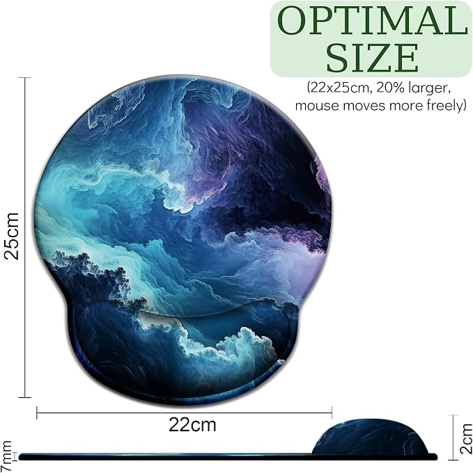 LIMKRIAN Galaxy Mouse Pad with Wrist Rest, 9.8 x 8.6 in | Ergonomic Wrist Support, Non-Slip PU Base, Pain Relief, Gaming Computer Mousepad, Cute Office Desk Accessories Decor