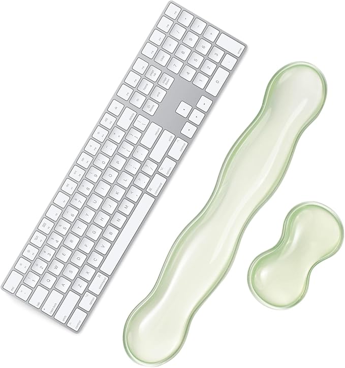 Ergonomic Gel Keyboard and Mouse Wrist Rest Set – 17.12inch Longer Wrist Rest for Full-Sized Computer Keyboard, Comfort & Support for Typing and Gaming (Green)