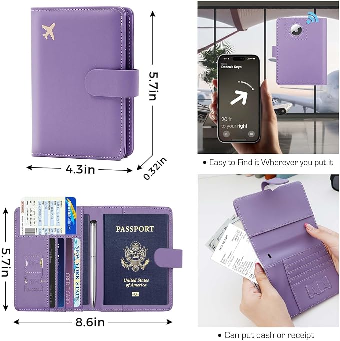 Melsbrinna Premium Leather Passport Holder Covers Case, Waterproof Rfid Blocking Travel Wallet Passport Holder with Pen Holder, Cute Passport Book for Women/Men