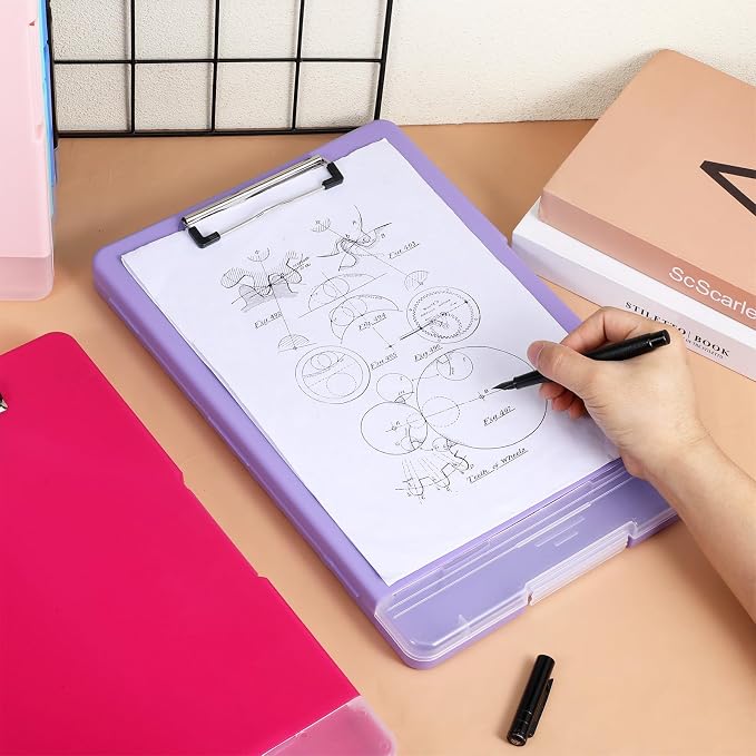 6 Pcs Plastic Clipboard with Storage, A4 Colorful Waterproof Clipboards with Pen Holder, Heavy Duty Nursing Clipboard Folder, Side-Opening Nursing Clip Board for Office, Nurses (Multicolor)