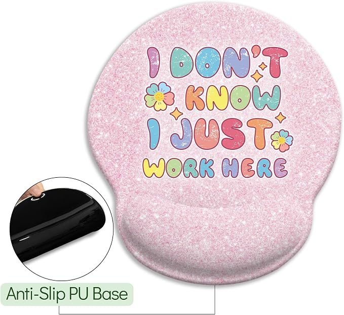 LIMKRIAN Pink Ergonomic Mouse Pad with Wrist Rest, Funny Gaming Mousepad Wrist Support with Non-Slip Pain Relief PU Base, Cute Computer Mouse Pads for Desk Pink Office Desk Accessories Decor Supplies