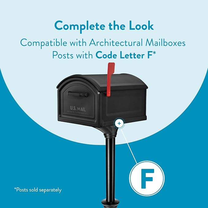 Architectural Mailboxes BILT CRE8 Post Mount Mailbox, Black, Extra Large | Durable plastic build with weather-resistant outdoor construction with a magnetic door closure. USPS approved.