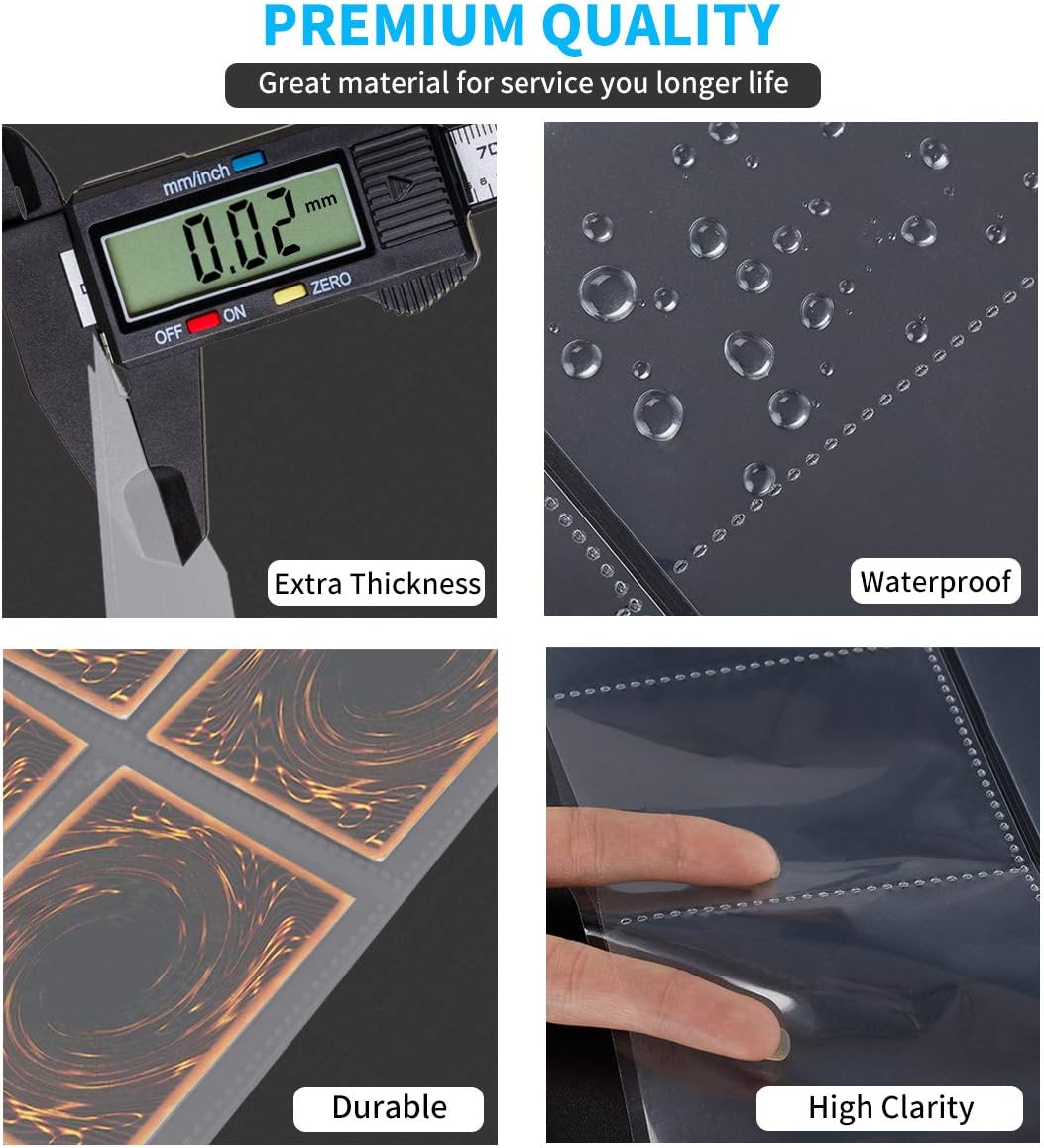 Trading Card Sleeves, JIQEZNL 1440 Pockets Premium Double Side Baseball Card Sleeves Pages for 3 Ring Binder, 9 Pocket Card Sheets Protectors for Standard Pokemon Cards, Sports, Yugioh, Business Cards