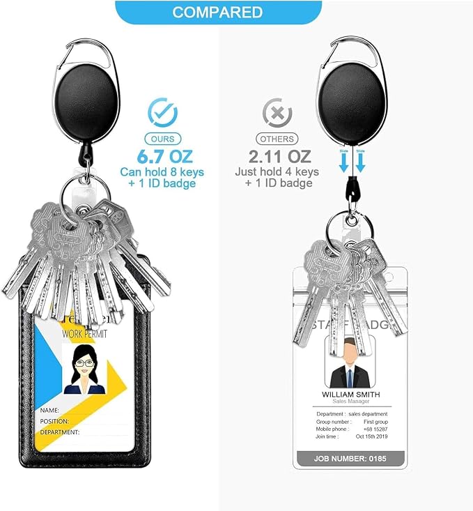 Teskyer Badge Reel, 20 Pack Retractable Badge Holders with Carabiner Belt Clip and Key Ring for ID Card Holder and Keychain