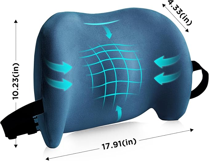 Lumbar Support Pillow for Office Chair, Memory Foam Car Back Cushion | Lumbar Pillow Lower Back with Adjustable Straps, Ergonomic Chair Back Pillow for Office, Car, Gaming Chairs and Bed