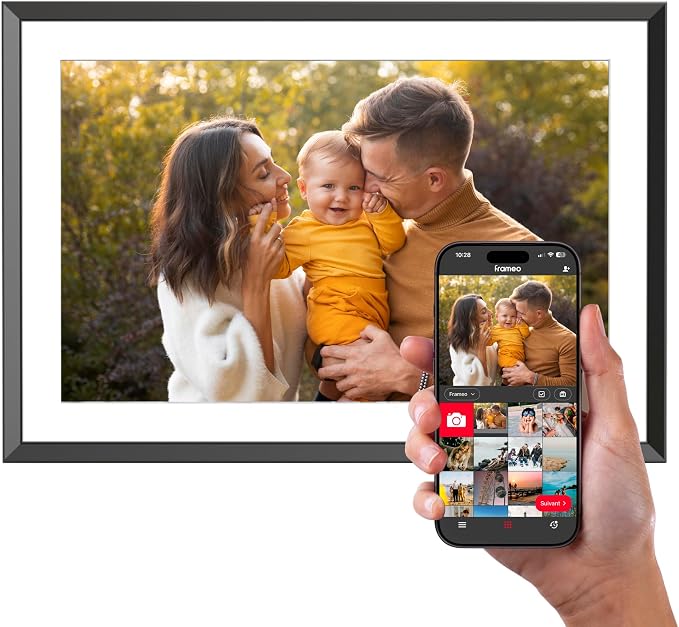 AGFA Photo FRAMEO WiFi Digital Picture Frame 10 Inch – HD Touchscreen Smart Photo Frame, Share Photos & Videos Instantly via App, 32GB Memory, Auto-Rotate, Clock & Weather, Slim Modern Design