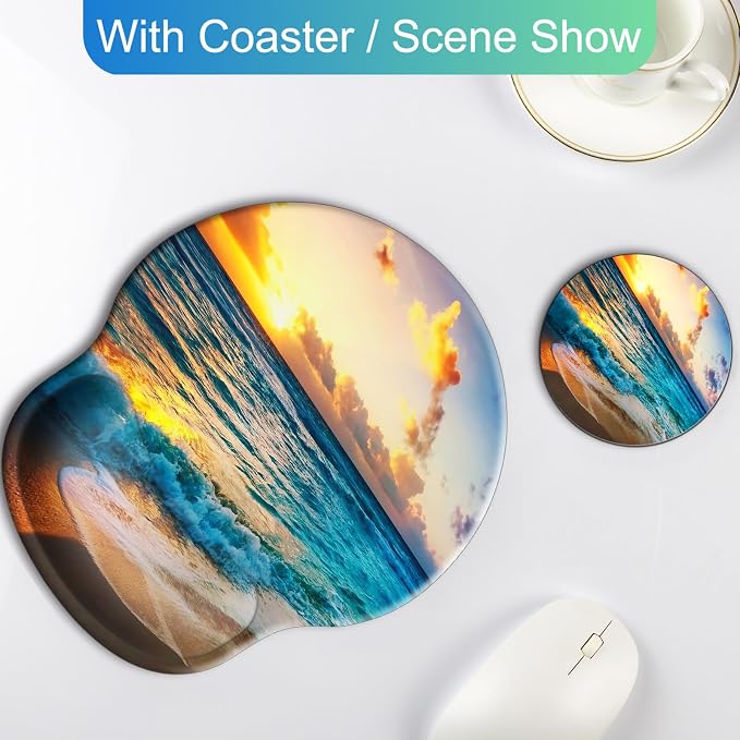 Ergonomic Mouse Pad with Wrist Rest Support,Gel Mouse Pads for Desk | Big Mousepad With Coaster Non-slip & Pain Relief for Computer, Home&Office Desk Decor